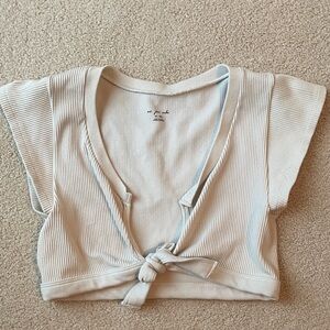 Urban Outfitters Cream Ribbed Crop Top